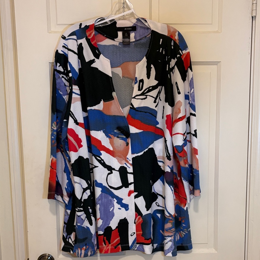 Ali Miles Black, Blue, Red and Cream One Button Jacket